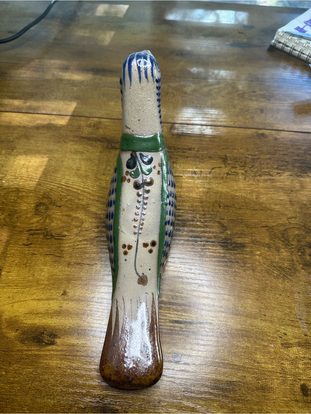 Vintage Mexican Folk Art Pottery Bird Hand Painted Clay Figurine Tonala Style - Picture 14 of 16